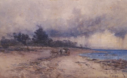 ej benämnd (samla tång före stormen, Sandringham -stranden)